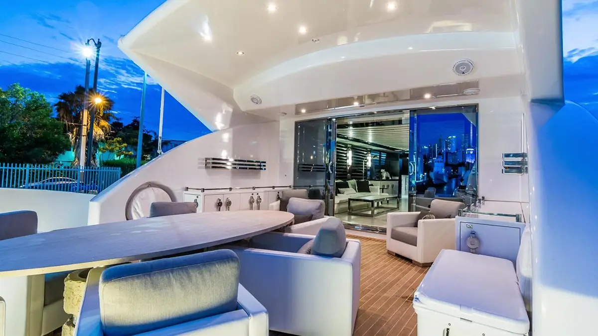 Deck view of 120' Tecnomar yacht in Miami