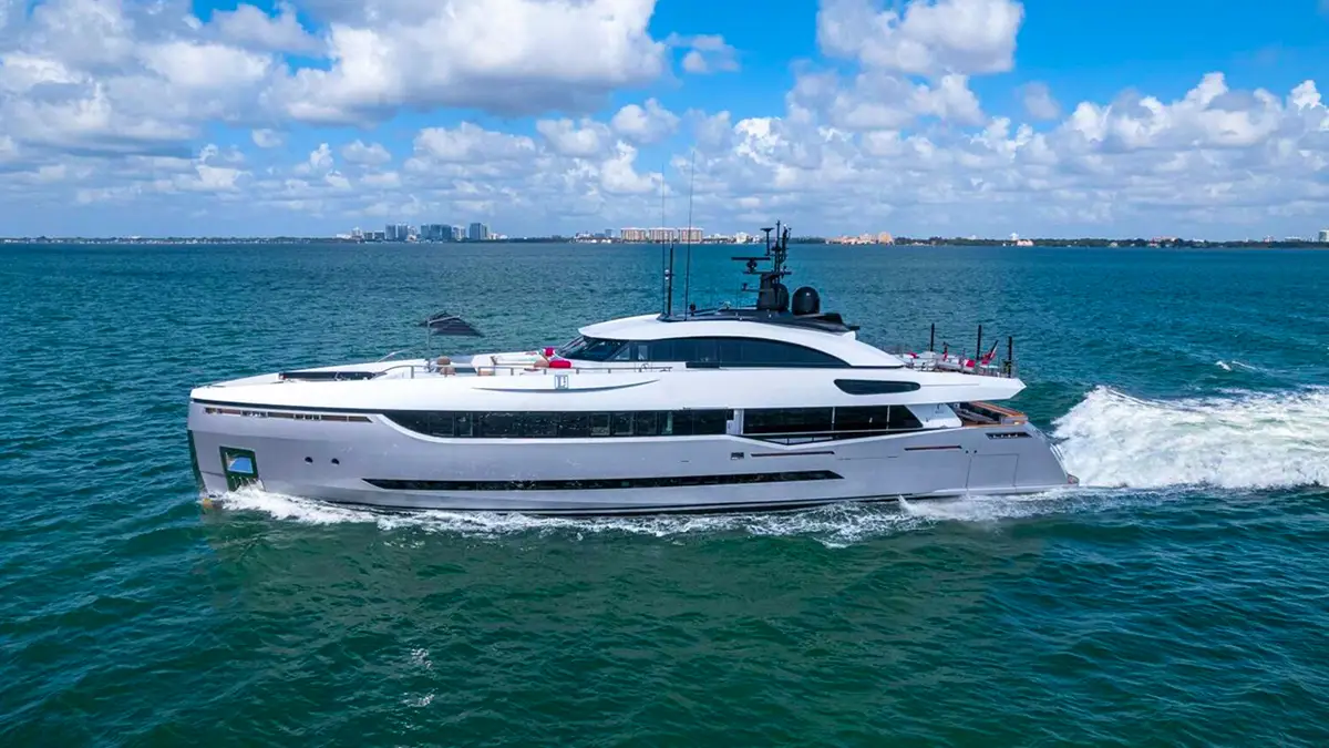 Exterior view of 131' Columbus yacht in Miami and Bahamas