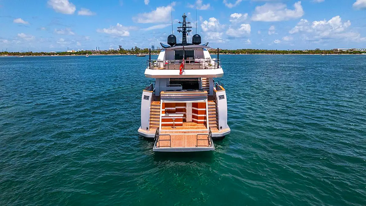 Exterior view of 131' Columbus yacht in Miami and Bahamas