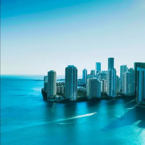 Miami Yacht Charters, Miami sky-line view.